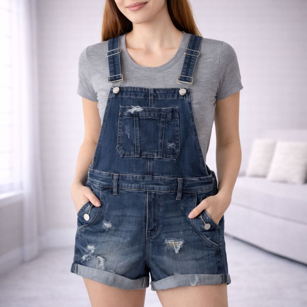 Blank NYC Distressed Short Romper Blue 26
